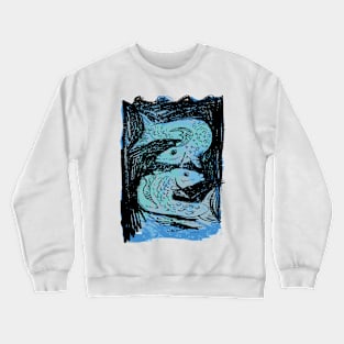 Pisces astrological illustration with fish Crewneck Sweatshirt